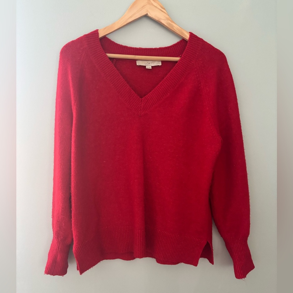 LOFT Red V-Neck Sweater